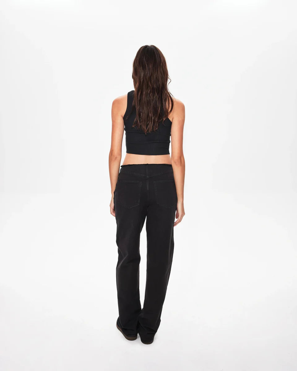 Raw Edge Canvas Pant | Washed Black