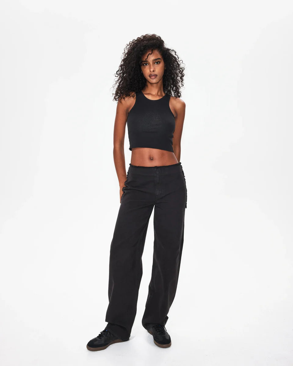 Raw Edge Canvas Pant | Washed Black